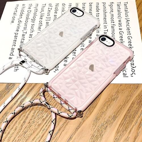 Marble Clear Case for IPhone 12 Mini 12 11 Pro Max 6 6S 7 8 Plus 7 8 SE 2020 X Xs Xr Slim Silicon Bumper Cover with Strap Rope