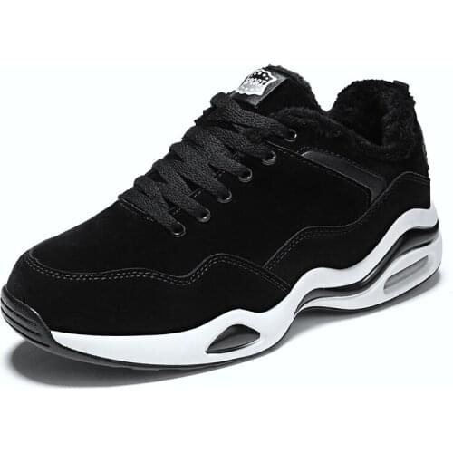 Running Shoes Mens Winter Warm Footwear Casual Shoes Outdoor Light Sports Shoes Casual Air Cushioning Walking Sneakers Black