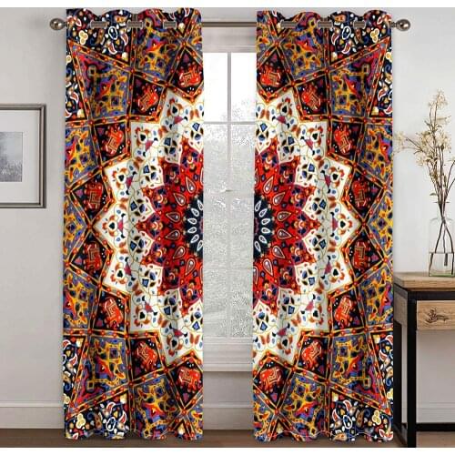 Personalized Retro Pattern 3D Printing Pattern Printing Bedroom Living Room Shading Window Set Bedroom with Hook Accessories
