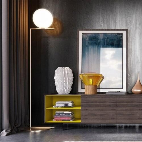 SGROW Frosted Glass Ball Floor Lamps European Metal Standing Light for Bedroom Living Room Postmodern Gold Lighting Fixtures