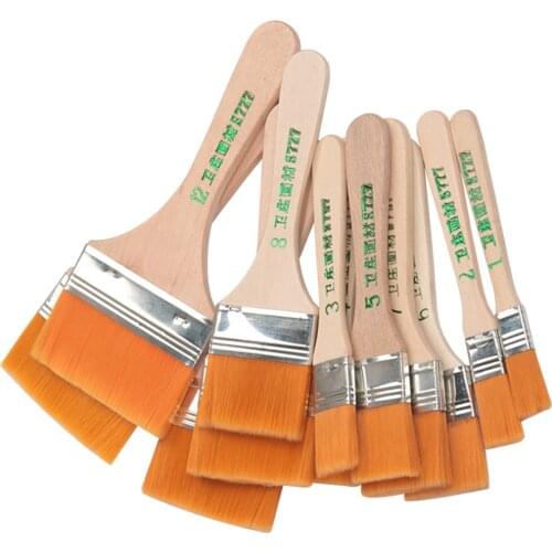 Nylon Paint Brush Different Size Wooden Handle Watercolor Brushes High Quality For Acrylic Oil Painting School Art Supplies