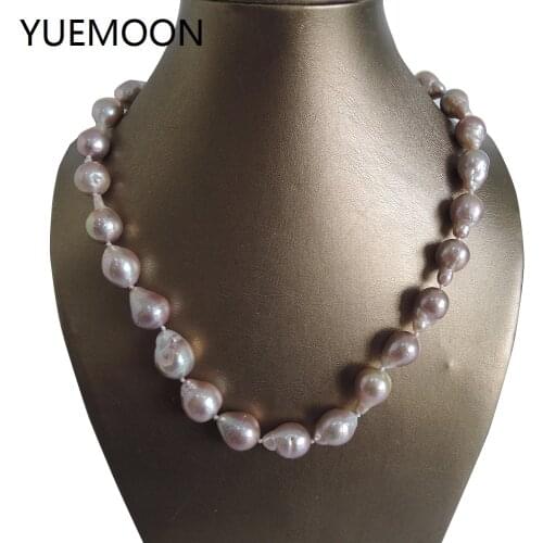 100% NATURE FRESHWATER Baroque PEARL NECKLACE and bracelet matched-11-13 MM big PURPLE pearl NECKLACE-IN PURPLE COLOR-49-120 CM
