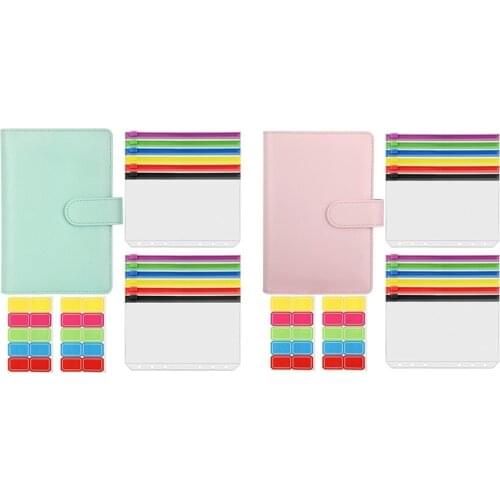 A6 Binder, A6 PU Leather Notebook Binder, Budget Binder, with 12 Binder Pockets with Magnetic Closure