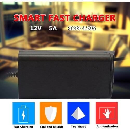 Full Automatic Car Battery Charger 100V/240V To 12V 5A Smart Fast Power Charging For Wet Dry Lead Acid Digital EU Plug