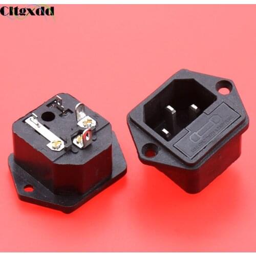 Cltgxdd 1pcs AC 10A 250V power socket industrial socket C14 type power ICE with Fuse Holder 2 in 1 , 4 pin