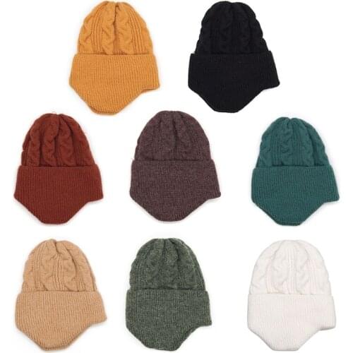 Simple Fashion Knitted Hat Solid Color Warm Thicken Curl Edge Hat Travel Foldable Autumn and Winter for Men and Women N2UE