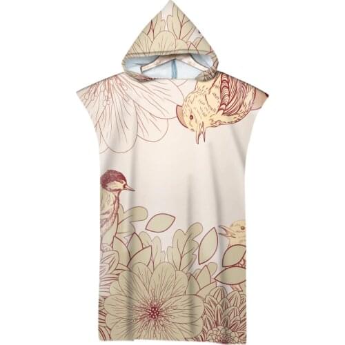 Drop Shipping Bird Peacock Hooded Bath Towel For Adults Microfiber Quick Dry Swimming Poncho Beach Towel With Cloak Bathrobe