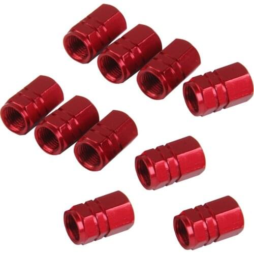 10pcs Car Motorcycle Bicycle Wheel Tire Tyre Dust Valve Schrader Dust Covers - Red Hexagonal