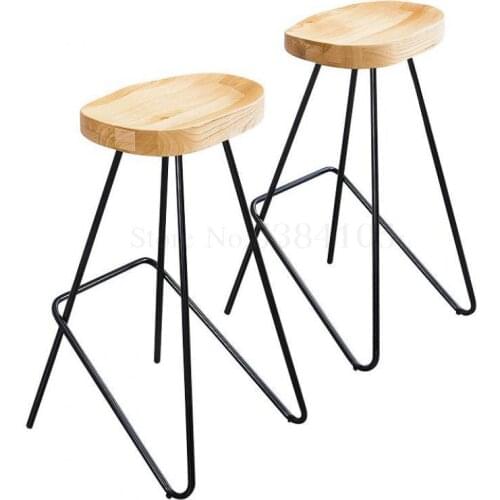Northern Europe Bar Chair Solid Wood Modern Simple Home Bar Chair High Stool Leisure Coffee Dining Chair Front Desk Chair