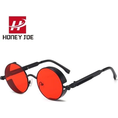 Fashion Retro Vintage Steampunk Round Sunglasses Punk Sun Glasses for Men Women Small Metal Frame Circle Eye Glasses UV400