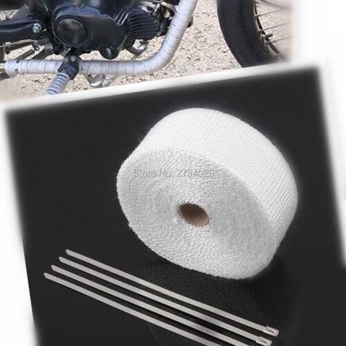 Exhaust Pipe Heat Header Wrap Insulation Thermal Tape Roll 2" X 32.8ft feet White For Motorcycle Custom
