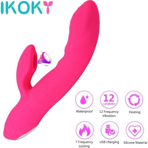 IKOKY 7 Modes Sucking Nipple Sucker Clitoral Sucking Vibrator 12 Modes Vibration Vacuum Stimulator AV Rabbit Dildo Vibrator