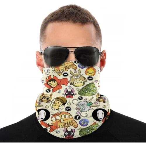 Faces Spirited Away Magic Scarf Half Face Mask Men Women Fashi Neck Gaiter Balaclava Bandanas Windproof Headwear Biking Climbing