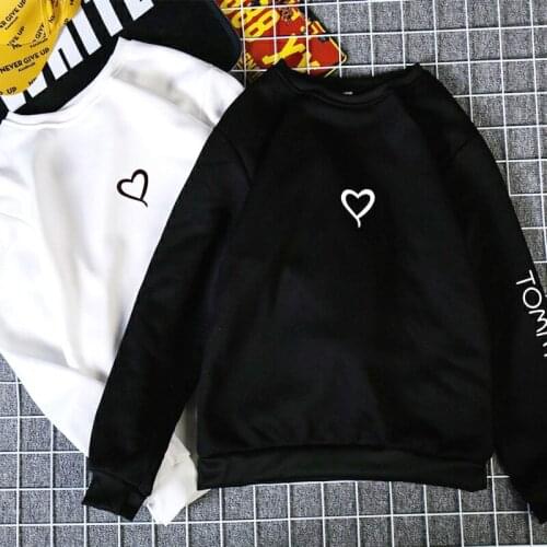 Female Couples Lovers Hoodies Spring Autumn Women Casual Hoodies Sweatshirts Love Heart Hoodies Print Sweatshirt Tops