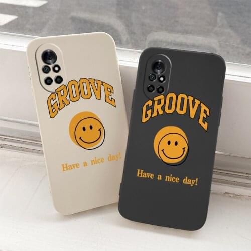 Smiley Liquid Silicone Case For Huawei Nova 8 7 Pro SE 6 SE Camera Protective Soft Phone Back Cover On 5 Pro 5Z 5I 5Ipro 5T 4 4E