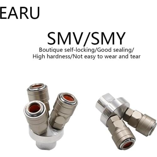1pc Self-locking C-type quick connector 1/4" Female Thread two Way SMV three way SMY Pass Air Quick Coupler Coupling Connector