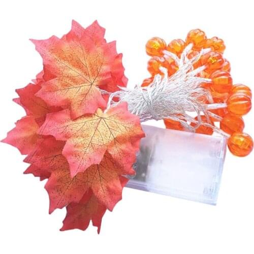 10/20/30/40 LEDs Pumpkin Maple Leaf Garland Battery Powered Pumpkin String Lights for Halloween Thanksgiving Fall Decoration