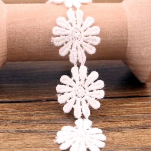 10 flowers 2.2 cm white cotton side fabric DIY fabric lace flower gift ribbon decorative material cotton side