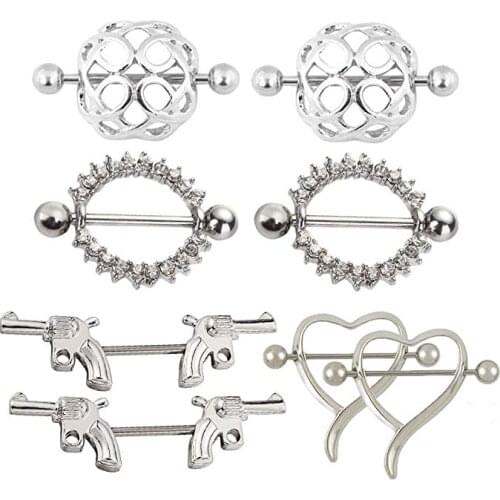 4 Pair Nipple rings Different Shape Nickel free Body Piercing Jewelry Surgical Steel