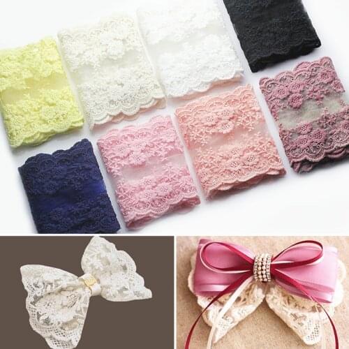 5 yards DIY lace trim floral scallop trim bride/wedding dress flower embroidery applique costume curtain 5BB5509