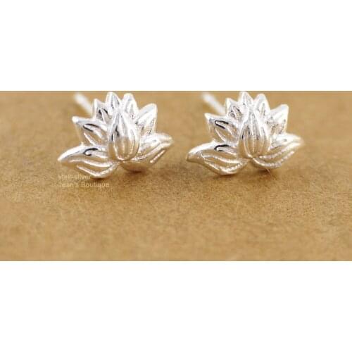 925 Sterling Silver Lotus Flower Yoga Zen Post Stud Earrings Women A1323