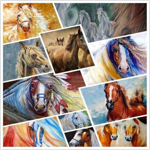 Diy Diamond Painting Horse Galloping On The Grassland Beautiful White Horse Color Bright and Unique Style Oil Painting Poster