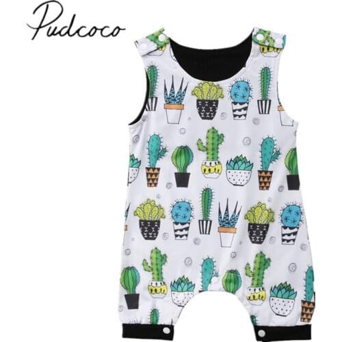 Brand New Newborn Infant Toddler Baby Boy Girl Floral Sleeveless Romper Jumpsuit Clothes Cactus Outfit Summer Sunsuit