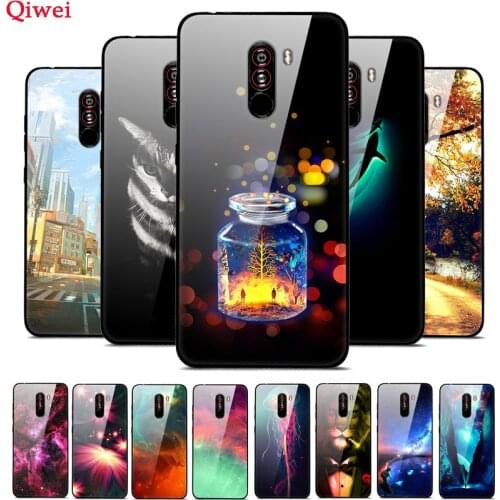 Tempered Glass Cases For Xiaomi Pocophone F1 Case Hard Printed Funda For Xiaomi Poco F1 Mi9 9SE 9T Redmi note7 7 7A Case Coque