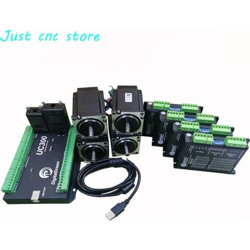 CNC mach3 USB 4 Axis Kit, 4pcs M542C driver+ mach3 USB UC300 controller board + 4pcs HS21A57 stepper motor