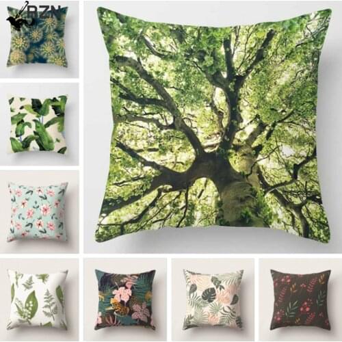 Landscape Plant Rainforest Pattern Polyester Pillowcase Decorative Cushion Cover Sofa Square Pillow Case Home Decor Pillow Cover