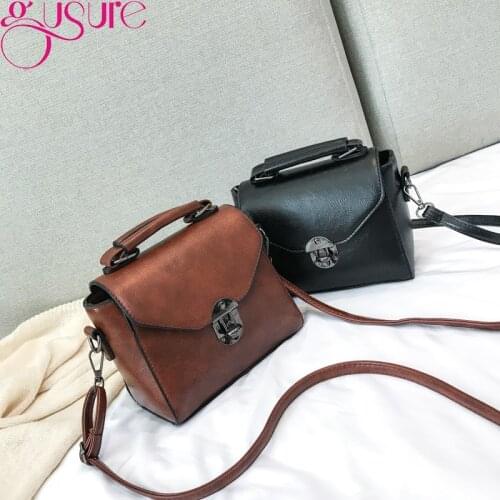 Gusure PU Leather Crossbody Bags For Women Fashion Lock Design Shoulder Bag Female Mini Travel Handbags And Purses Sac A Main
