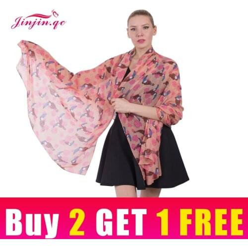 Jinjin.QC Fashion Women Viscose Scarf Parrot Print Scarves and Shawls Summer Beach Sunscreen Pashmina Echarpe Foulard Female