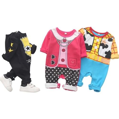 Crossy Long Sleeve Autumn Bebe Rompers Toddlers 6-12M Baby Carton Costumes Six Color Cotton Children Clothes Overalls Colorful