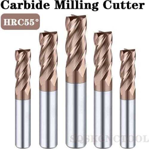 SQ Carbide End Mill Alloy Carbide Milling 4 Flutes HRC55 Tungsten Steel Milling Cutter EndMillS CNC Cutting tools