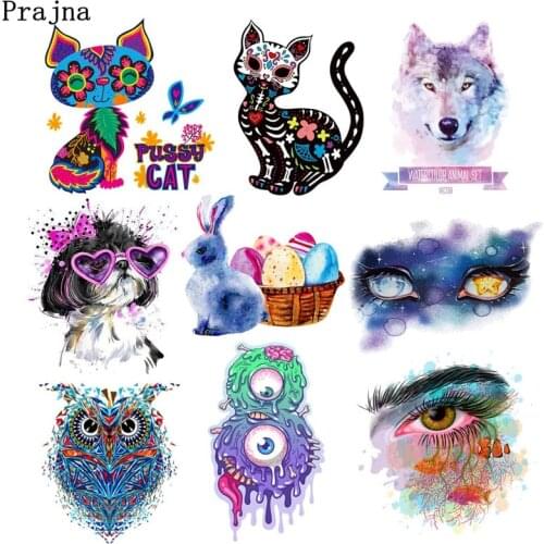 Colorful Cat Applique Iron On Patches DIY Punk Animal Heat Transfer Patches For Clothes Thermal Stickers On T-Shirt Clothes DIY