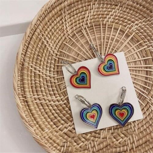 Creative Colorful Heart-Shaped Earrings Korean Style Clip Earrings for Women Party Jewelry
