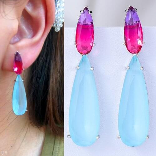 Missvikki Sweet Romantic sky blue Waterdrop Earrings For Women Girl Daily Fashion Trendy Accessories Japanese Korean style New