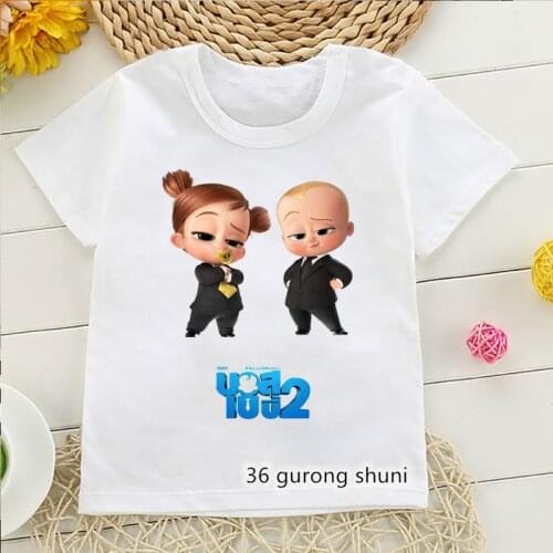 Fashion boys t-shirts cute baby boss 2 cartoon print childrens tshirt summer Harajuku girls t shirts white short-sleeved tops