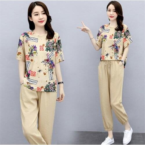 Fashion Korean 2 Piece Set Women Summer Outfit Casual Short Sleeve Top Matching Set Elegant Plo Piece Outfits Top And Pants