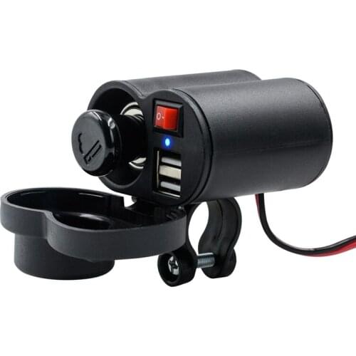 Motorcycle USB Charger Phone 12V Cigar Lighter Socket Dual USB Motorcycle Lighter Socket Charger Waterproof