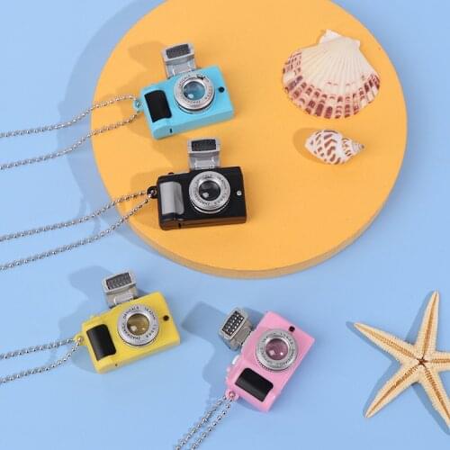Punk Flash Camera Necklaces Music Pendant Luminous Necklace Retro Small Camera Necklace Flash Men and Women SLR