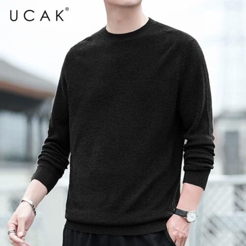 UCAK Brand Mens Solid Color O-Neck Knitting Sweater Clothing Autumn New Tops Streetwear Casual Long Sleeve Pullover Homme U1011
