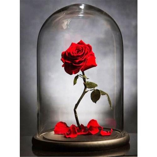 Rose Flower Black And White DIY Embroidery 11CT Cross Stitch Kits Needlework Craft Set Printed Canvas Cotton Thread Sell