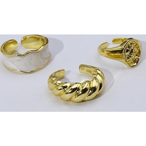 2021 New Trendy Croissant Queen Head Finger Rings Drop Oil Geometric Metal Chain Open Rings For Women Girl Jewelry Gift