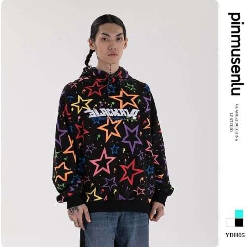 2021 Autumn And Winter New Fashion Casual Mens Hoodies Star Embroidery Printing Cotton Loose Hooded Hoodies