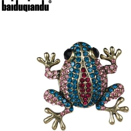 Baiduqiandu Brand New Arrival Fashion Color Rhinestones Pave Fat Frog Brooch Pins Jewelry
