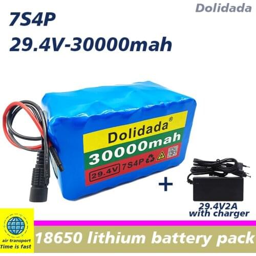 New 7S4P 29.4V 30Ah lithium battery pack batteries for electric motor bicycle ebike scooter with BMS with charger
