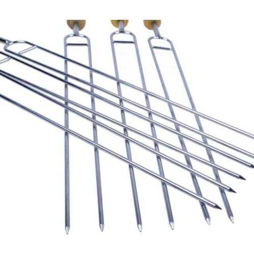 6pcs Stainless Steel U-Shaped Barbecue Brazing Fork Needle Grilling Skewers Double Prong BBQ Tools GXMA