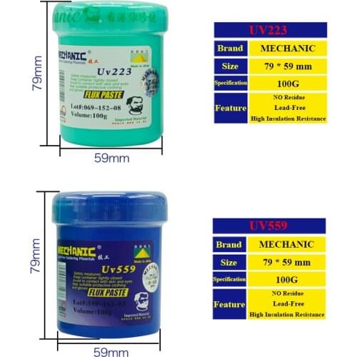 MECHANIC UV223 UV559 10CC/100G Lead-Free NO-Clean SMD Solder Resist Paste for iPhone Repair Welding Soldering Consumble Flux