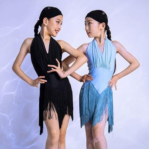 Fringe Latin Dance Dress Girls Halter Stage Costume Samba Dance Outfit Practice Wear Tango Dancewear Designer Clothes JL3293